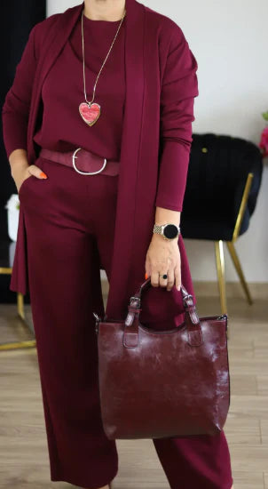 ✈️Free shipping worldwide⏳Time-Limited Special⏰Elegant 3-piece set including long cardigan, top and pants💞