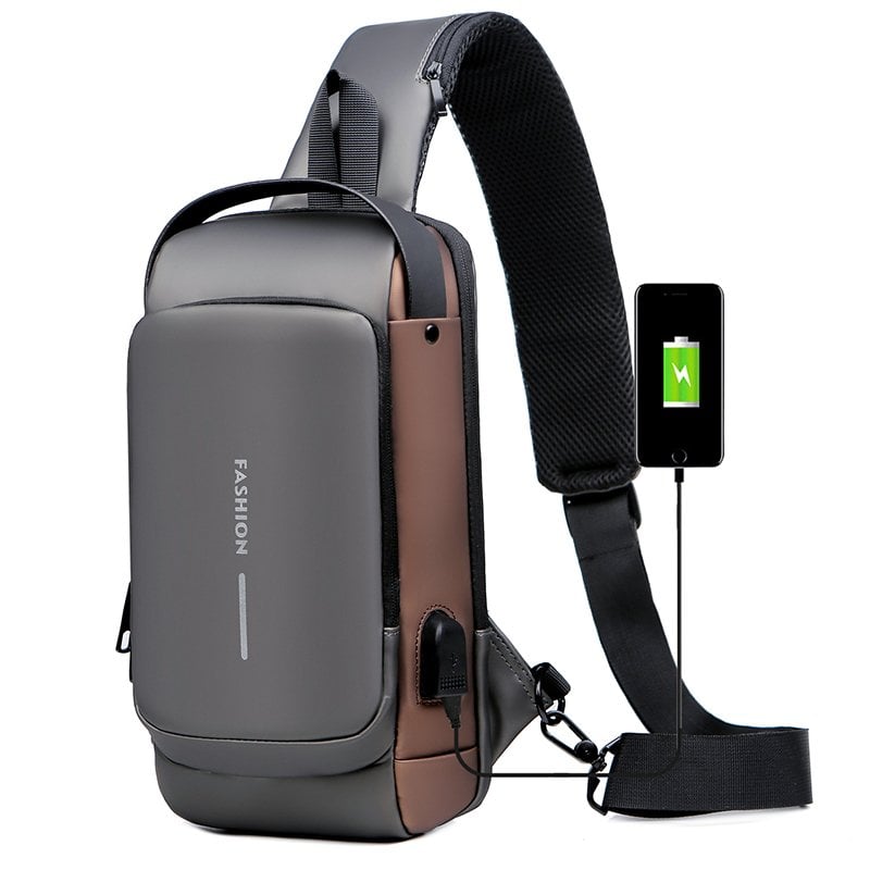 šUSB charging sport sling Anti-theft shoulder bagš