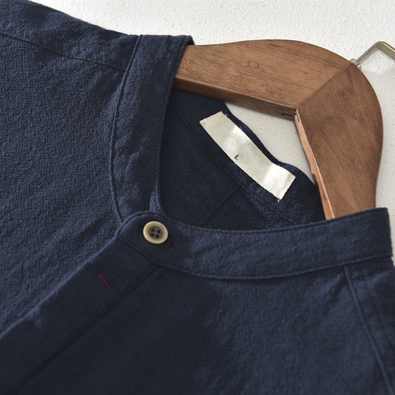 👔 LIMITED-TIME 50% OFF! ✨ Men's Linen Short Sleeve Shirt – Casual, Stand Collar, 5 Sizes 🏖️