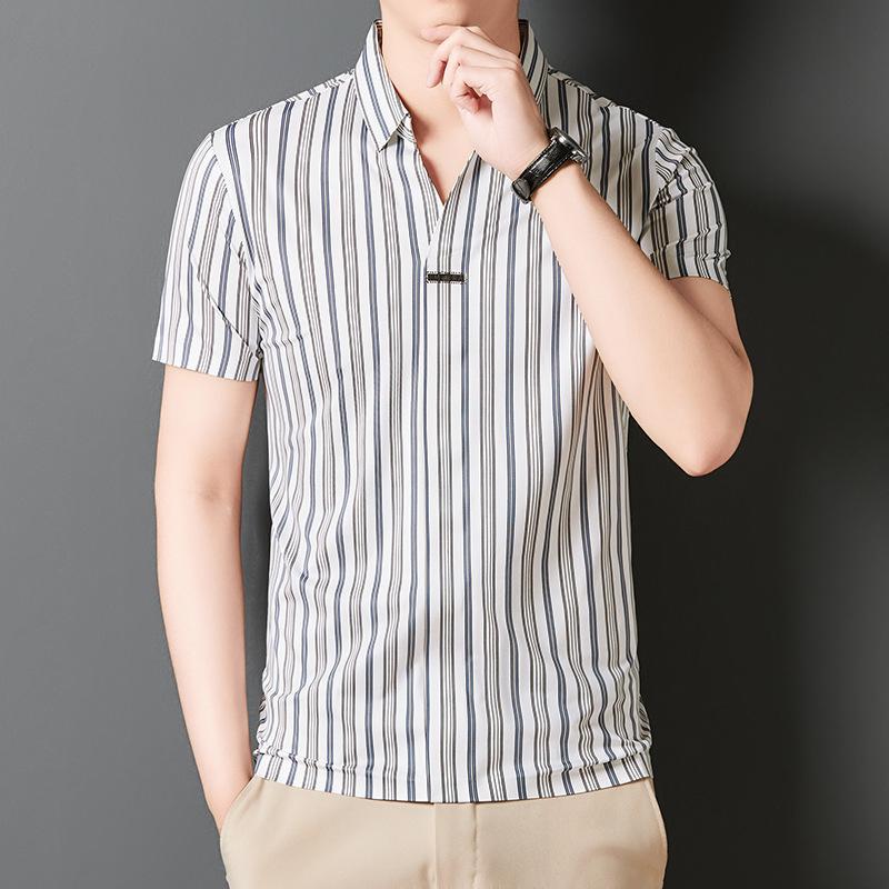 Men's Summer Striped Short Sleeve Shirt(50% OFF)