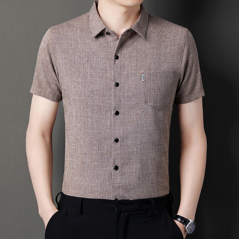 š„Hot Saleš„Men's Soft Solid Color Short Sleeve Lapel Shirtļ¼50% OFFļ¼