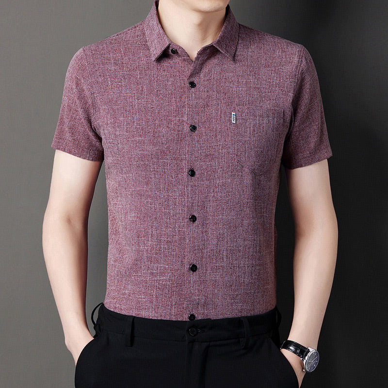 š„Hot Saleš„Men's Soft Solid Color Short Sleeve Lapel Shirtļ¼50% OFFļ¼