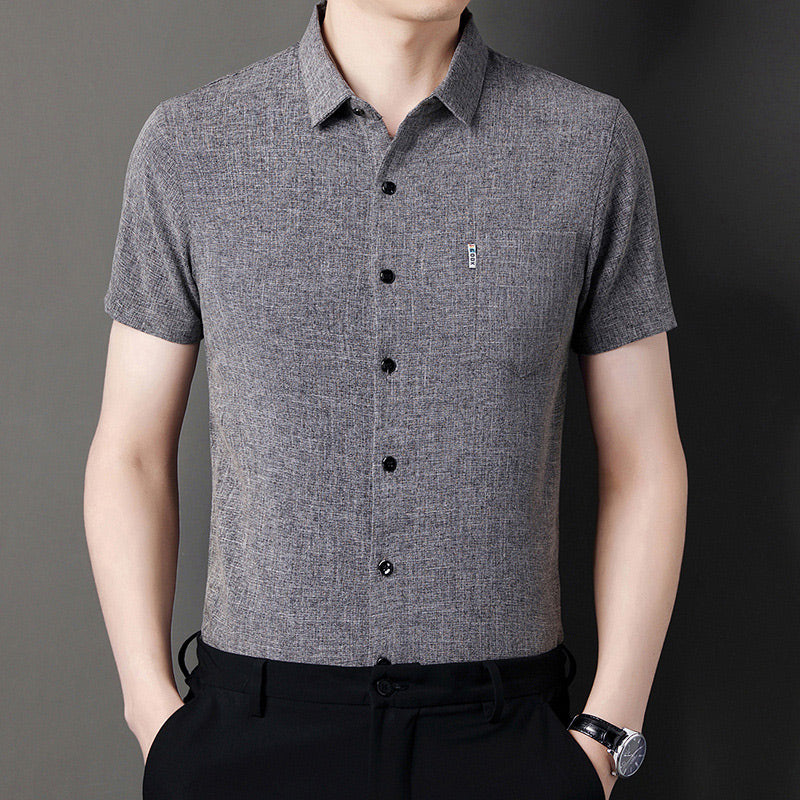 š„Hot Saleš„Men's Soft Solid Color Short Sleeve Lapel Shirtļ¼50% OFFļ¼