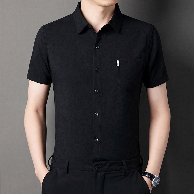š„Hot Saleš„Men's Soft Solid Color Short Sleeve Lapel Shirtļ¼50% OFFļ¼