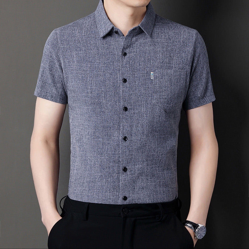 š„Hot Saleš„Men's Soft Solid Color Short Sleeve Lapel Shirtļ¼50% OFFļ¼
