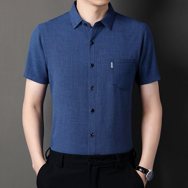 š„Hot Saleš„Men's Soft Solid Color Short Sleeve Lapel Shirtļ¼50% OFFļ¼