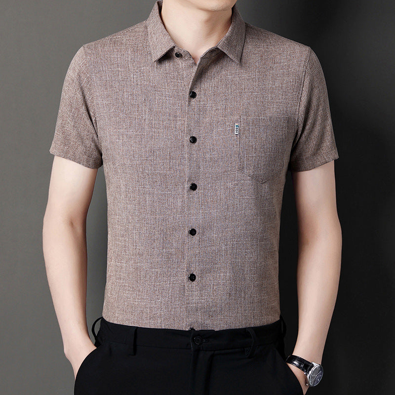 š„Hot Saleš„Men's Soft Solid Color Short Sleeve Lapel Shirtļ¼50% OFFļ¼
