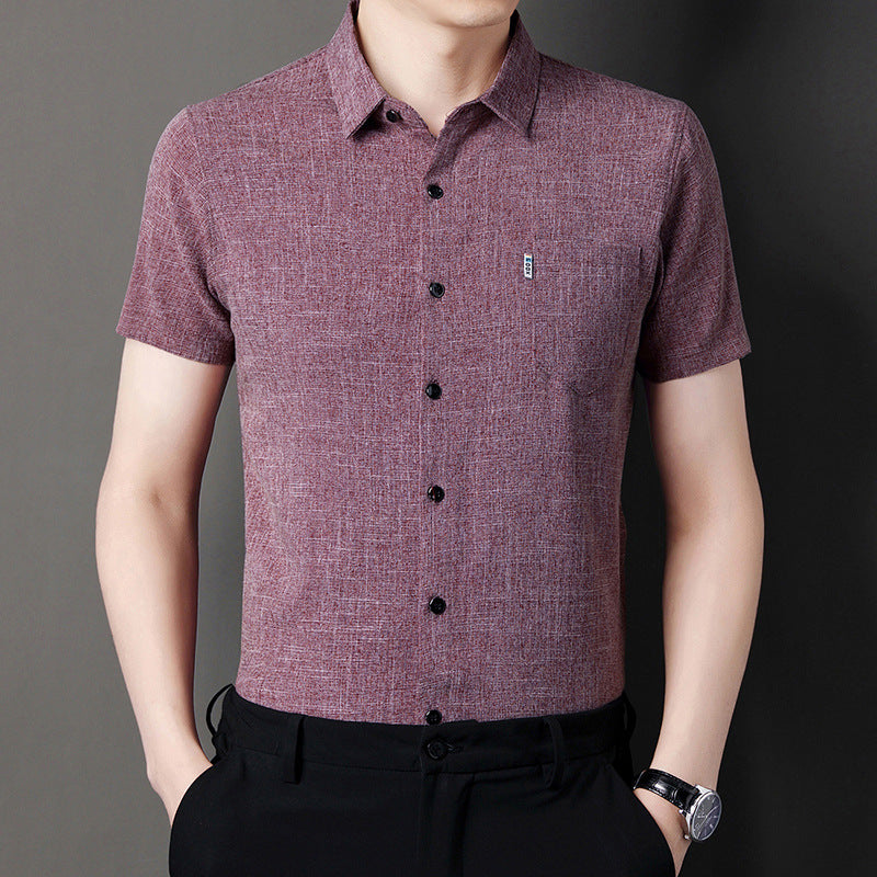 š„Hot Saleš„Men's Soft Solid Color Short Sleeve Lapel Shirtļ¼50% OFFļ¼