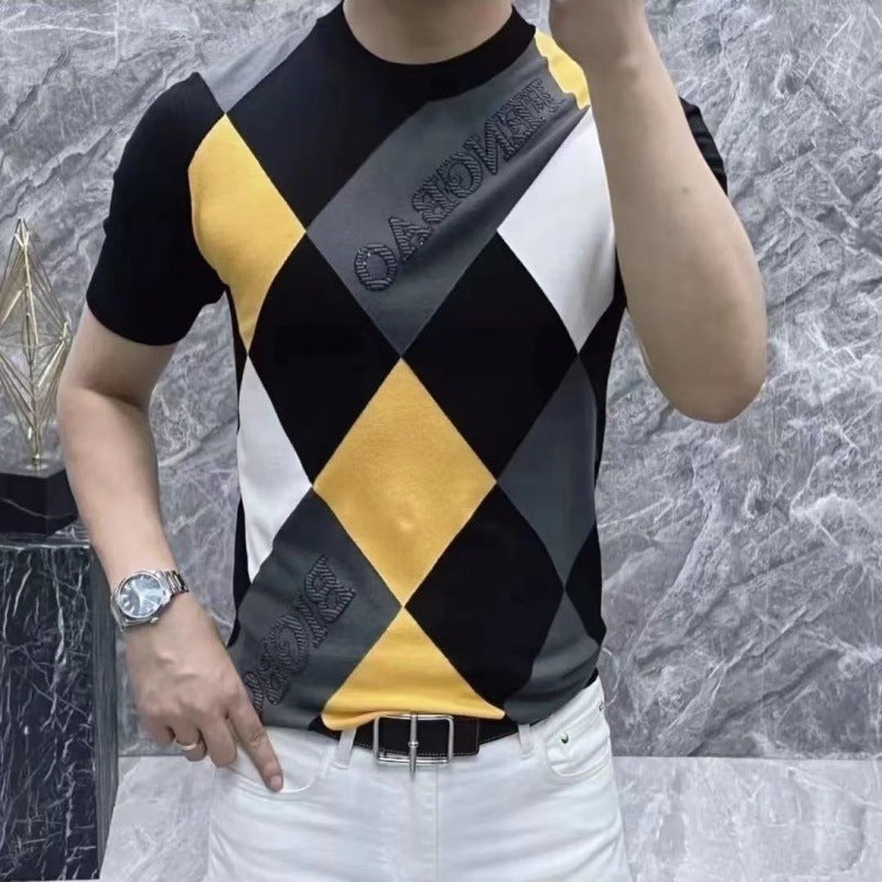 Chic Contrast Diamond-Shape Top for Plus Size Men(50% OFF)