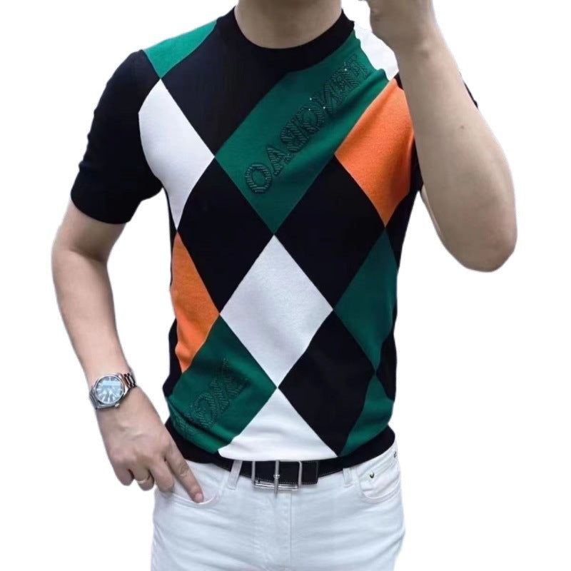 Chic Contrast Diamond-Shape Top for Plus Size Men(50% OFF)