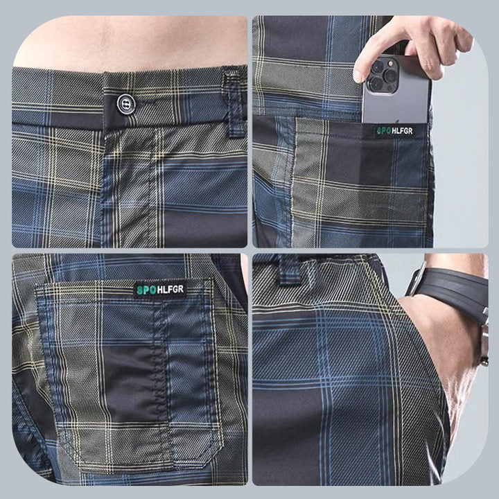Men's Casual Plaid Straight Leg 3/4 Shorts
