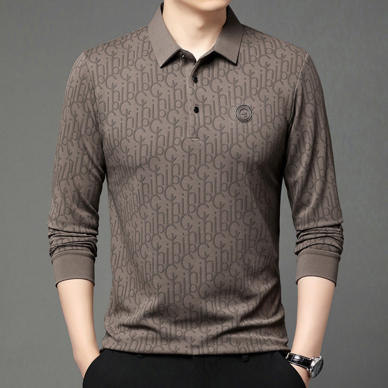 Men's Letter Print Lapel Long Sleeve Shirt(50% OFF)