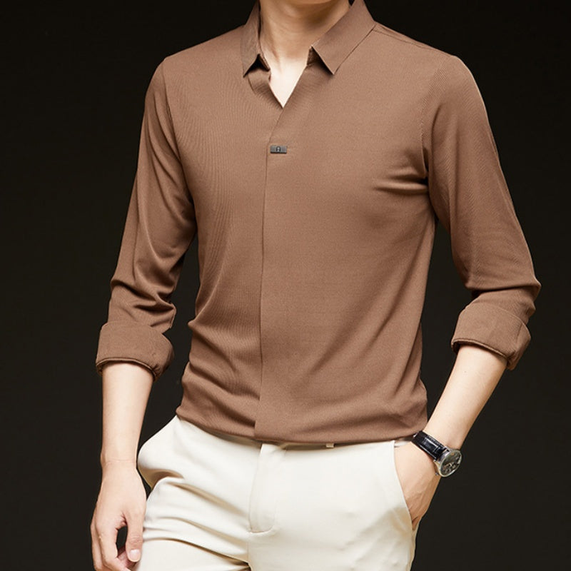 ✨New Arrival✨Comfortable Men's Solid Color Long Sleeve Shirt