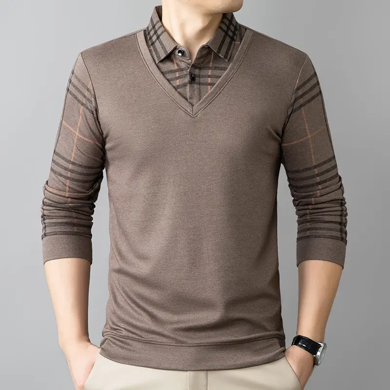 Men's Lapel Faux Two-Piece Warm Top(50% OFF)