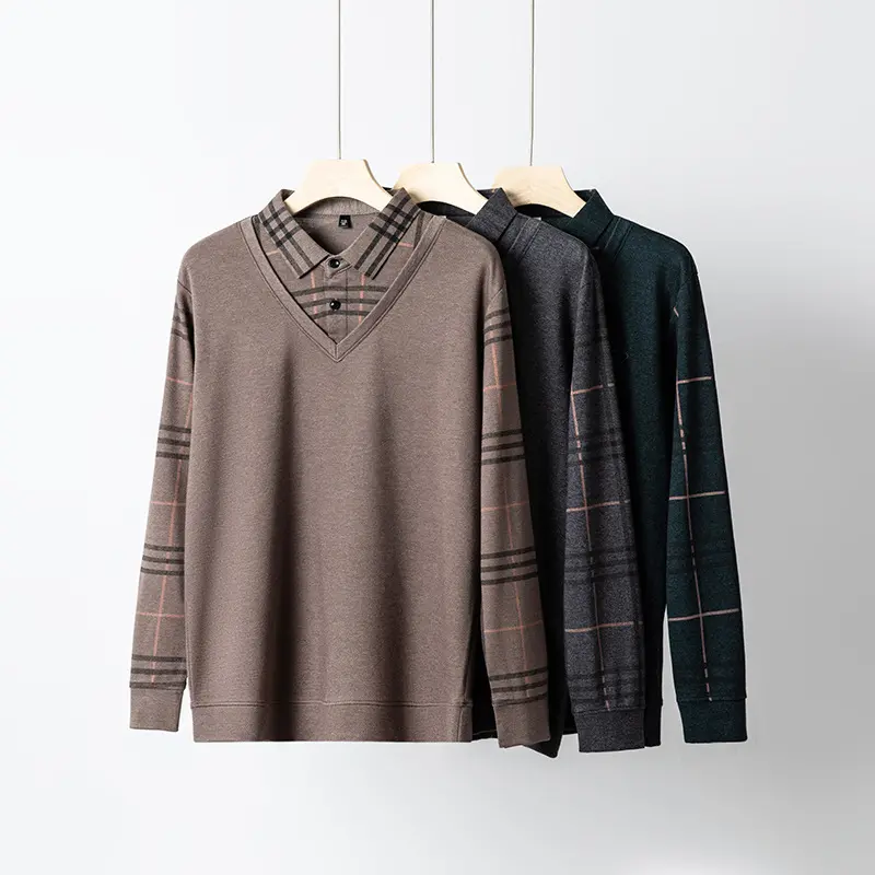 Men's Lapel Faux Two-Piece Warm Top(50% OFF)