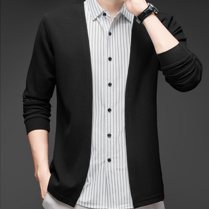 Men's Fake Two-Piece Striped Long-Sleeved Sweater(50% OFF)