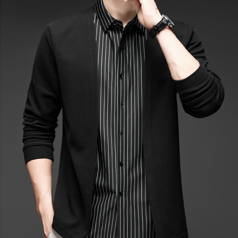 Men's Fake Two-Piece Striped Long-Sleeved Sweater(50% OFF)