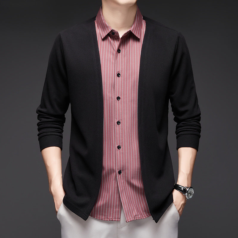 Men's Fake Two-Piece Striped Long-Sleeved Sweater(50% OFF)