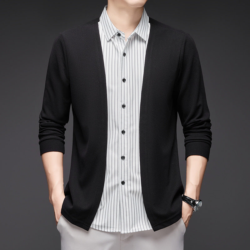 Men's Fake Two-Piece Striped Long-Sleeved Sweater(50% OFF)