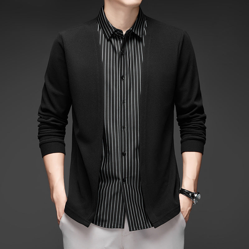 Men's Fake Two-Piece Striped Long-Sleeved Sweater(50% OFF)