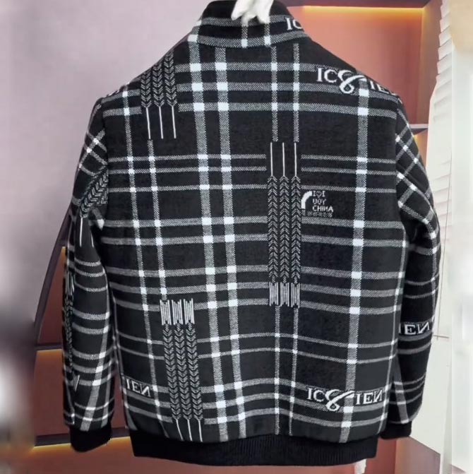 Veste en tweed épaisse rembourrée pour hommes avec col de support