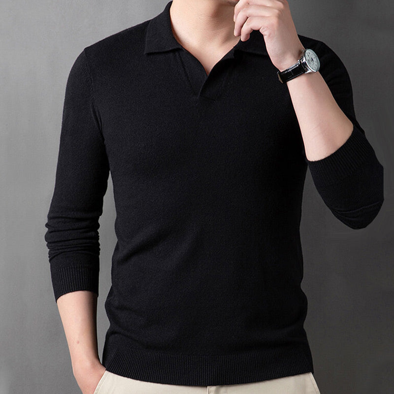 Men's Soft Pullover Sweater with Lapel Collar(50% OFF)