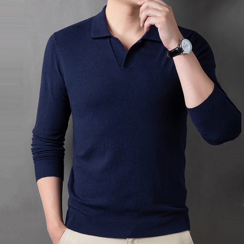 Men's Soft Pullover Sweater with Lapel Collar(50% OFF)