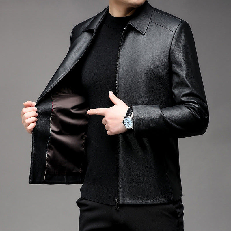 🔥Hot Sale🔥Men's Casual Business Lapel PU Leather Jacket(50% OFF)