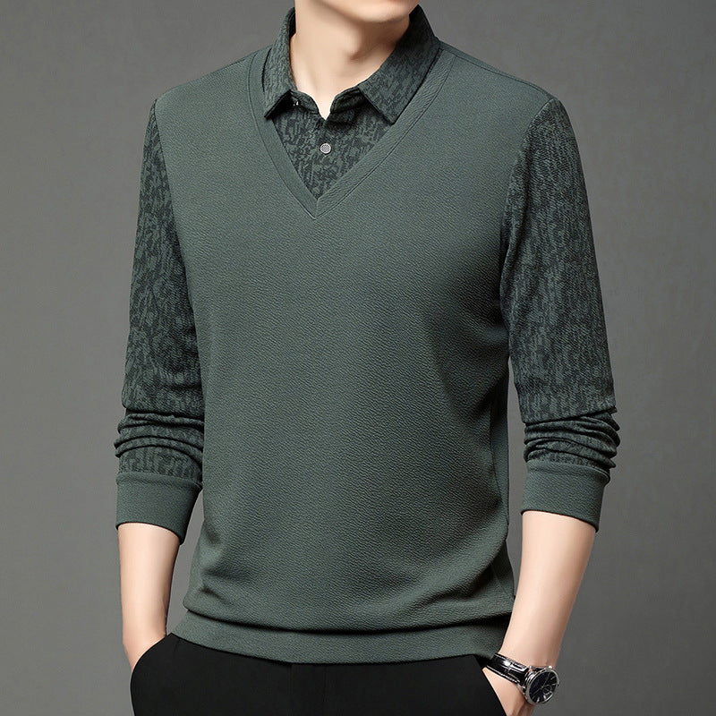 Men's Faux 2-Piece Long Sleeve Shirt(50% OFF)
