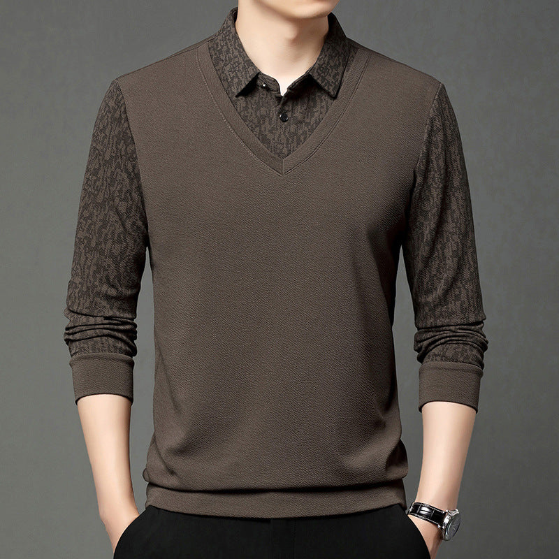Men's Faux 2-Piece Long Sleeve Shirt(50% OFF)