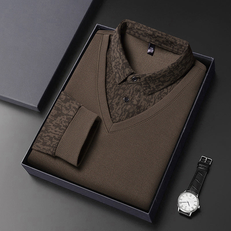 Men's Faux 2-Piece Long Sleeve Shirt(50% OFF)