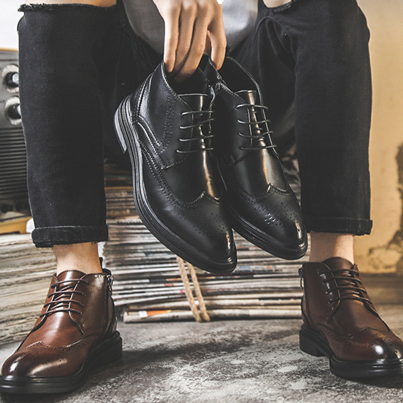 Men's Lace-Up Carved Wingtip Brogue Boots(50% OFF)