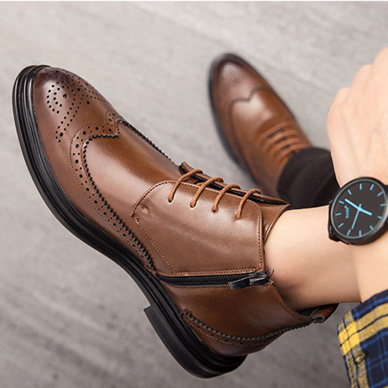 Men's Lace-Up Carved Wingtip Brogue Boots(50% OFF)