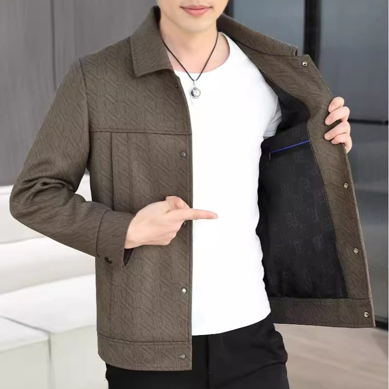 💖Men's Casual Button Down Lapel Jacket with Shoulder Pad