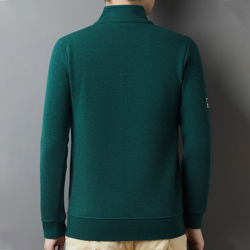 ✨Offre d'hiver💖Pull chaud et épais en tricot gaufré à demi-fermeture éclair pour homme