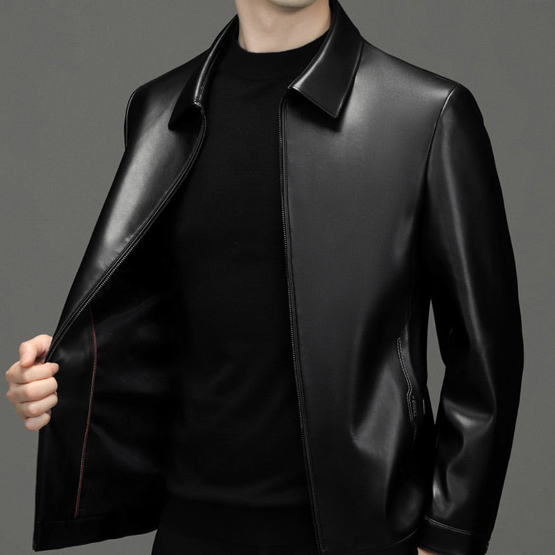 🎁Men's Classic PU Leather Jacket With Zipper Front(50% OFF)