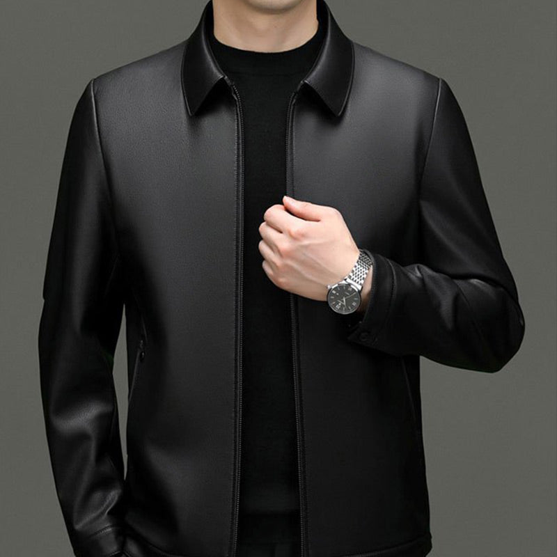🎁Men's Classic PU Leather Jacket With Zipper Front(50% OFF)