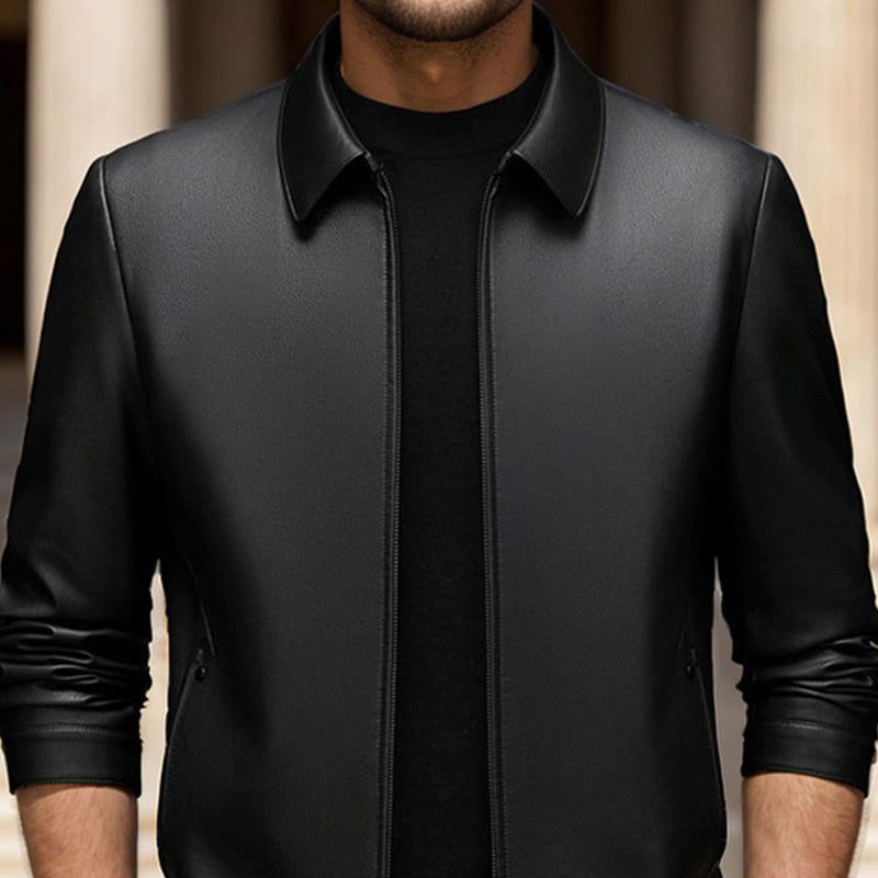 🎁Men's Classic PU Leather Jacket With Zipper Front(50% OFF)
