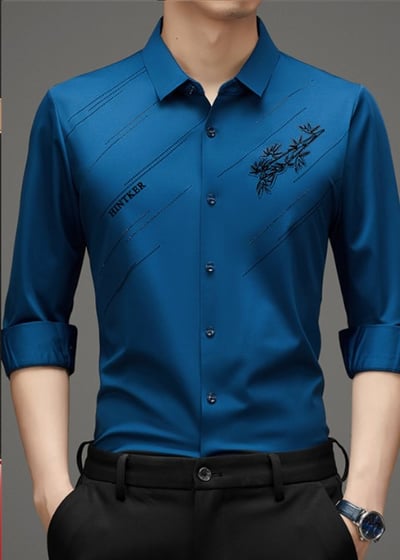 Men's Warm Anti-wrinkle Non-iron High Elasticity Padded Lined Shirt