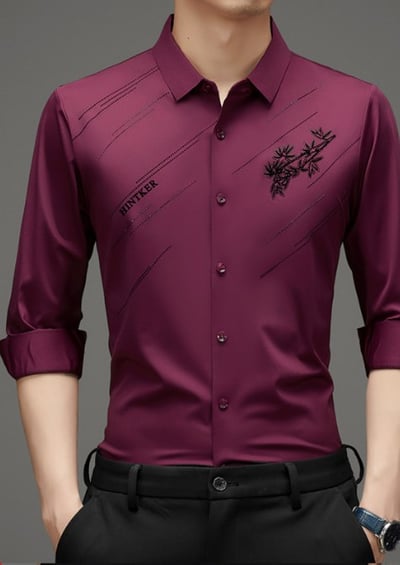 Men's Warm Anti-wrinkle Non-iron High Elasticity Padded Lined Shirt