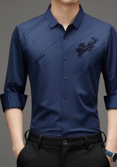 Men's Warm Anti-wrinkle Non-iron High Elasticity Padded Lined Shirt