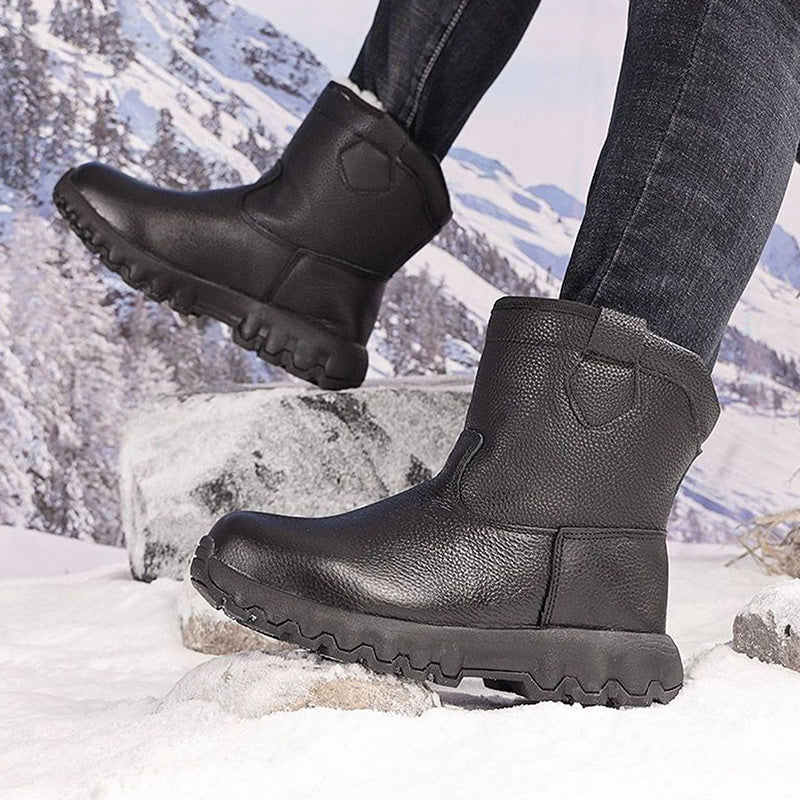 ❄️Offres spéciales d'hiver❄️ Bottes de neige chaudes en cuir avec doublure en peluche