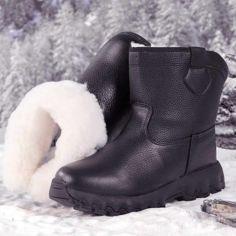 ❄️Offres spéciales d'hiver❄️ Bottes de neige chaudes en cuir avec doublure en peluche