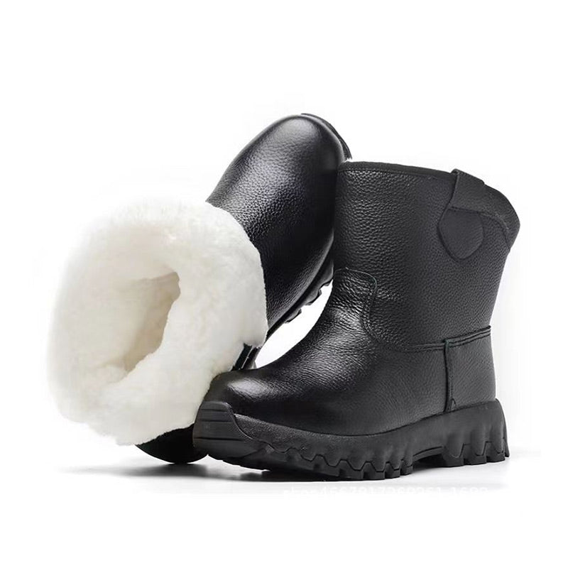 ❄️Offres spéciales d'hiver❄️ Bottes de neige chaudes en cuir avec doublure en peluche
