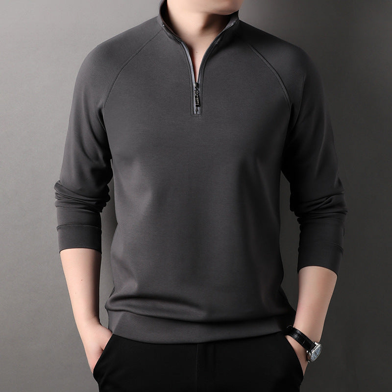 Men's Solid Half Zip Long-Sleeve Tops(50% OFF)