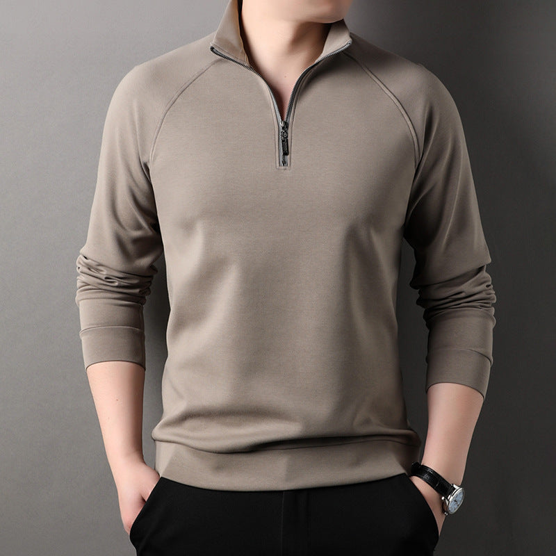 Men's Solid Half Zip Long-Sleeve Tops(50% OFF)