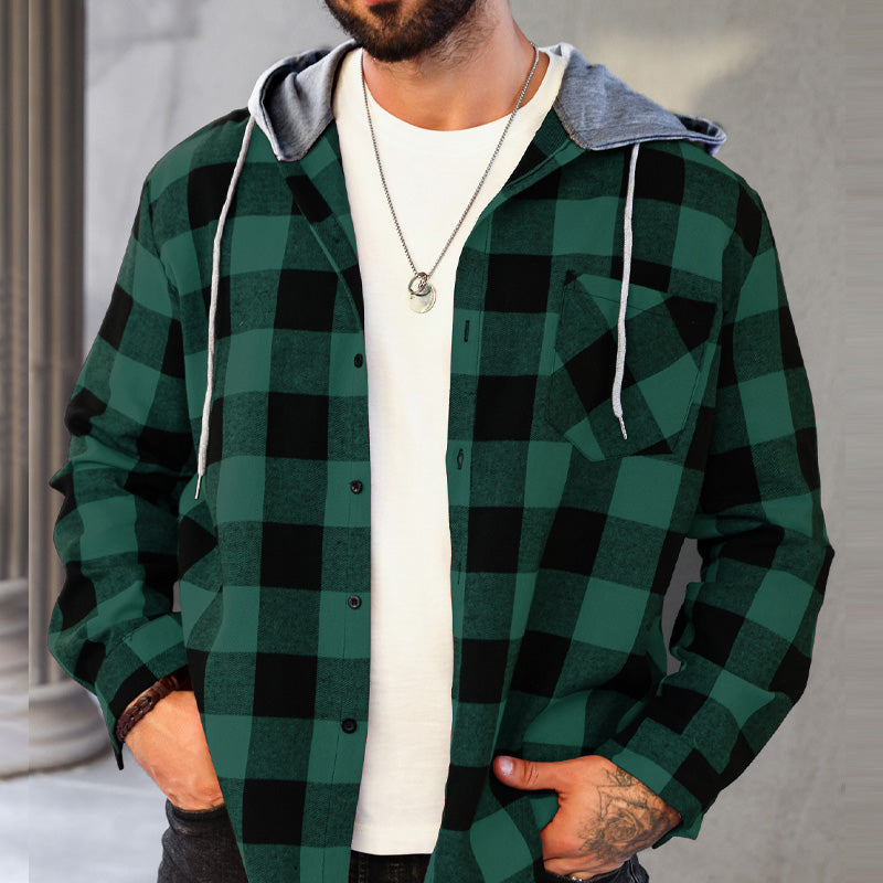 🔥50%OFF Christmas Sale🔥Men's Versatile Hooded Plaid Flannel Shirt