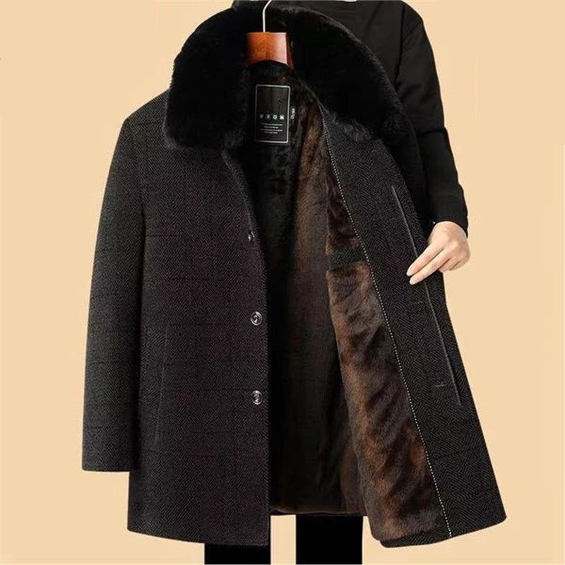 Men’s Thickened Knit Removable Collar Coat(50% OFF)