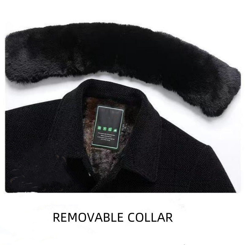 Men’s Thickened Knit Removable Collar Coat(50% OFF)