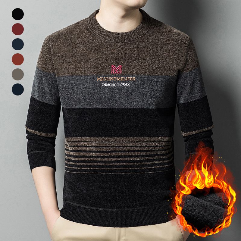 š„Hot Saleš„Menās Chenille Round-neck Thickened Plush Lined Warm Sweater